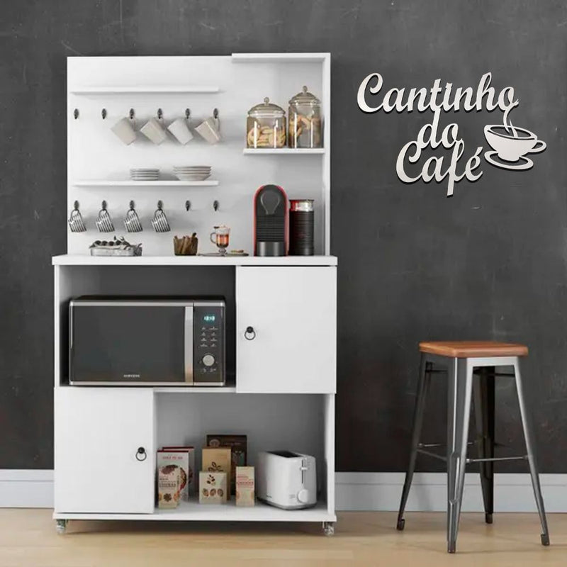 Placa Decorativa Cantinho do Café Branco Trovarelli