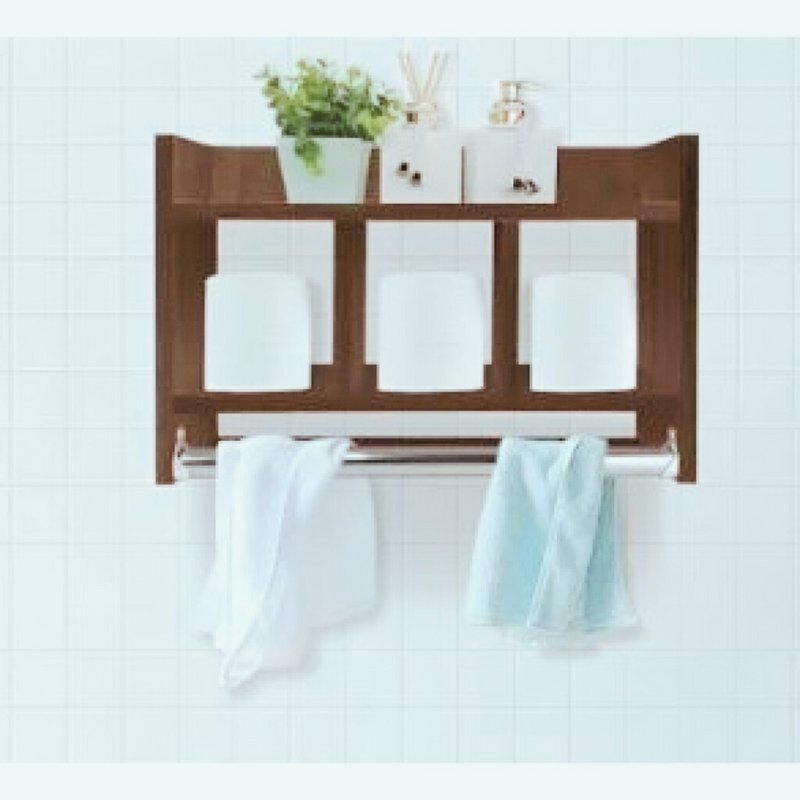 Nicho De Parede Para Banheiro Porta Toalha Em Mdf Natural