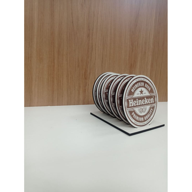 Porta Copo Heineken Branco Em Mdf