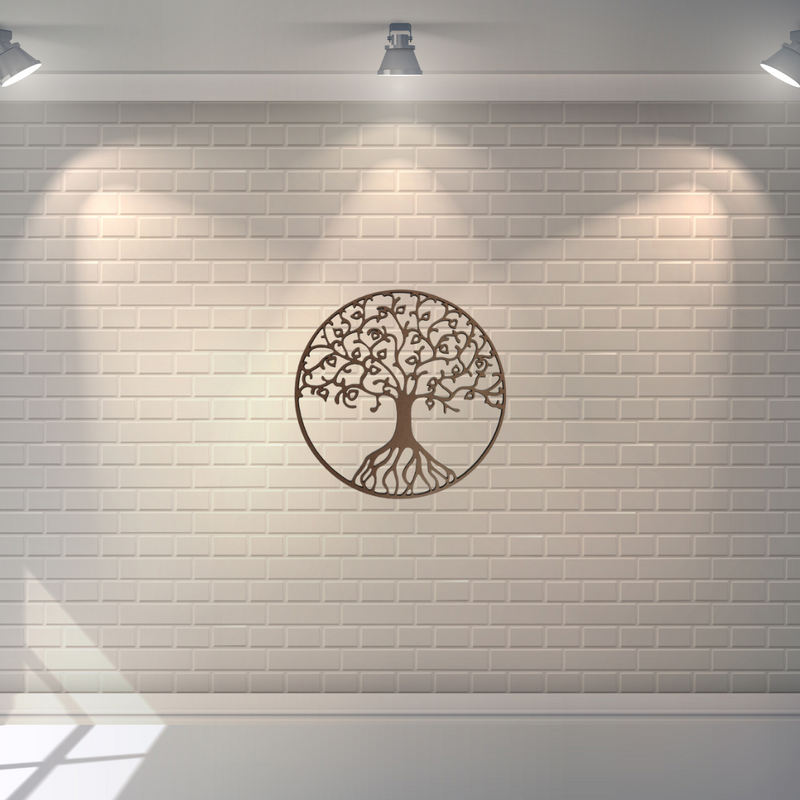 Mandala 30 cm Árvore frutos vida mdf 3mm natural