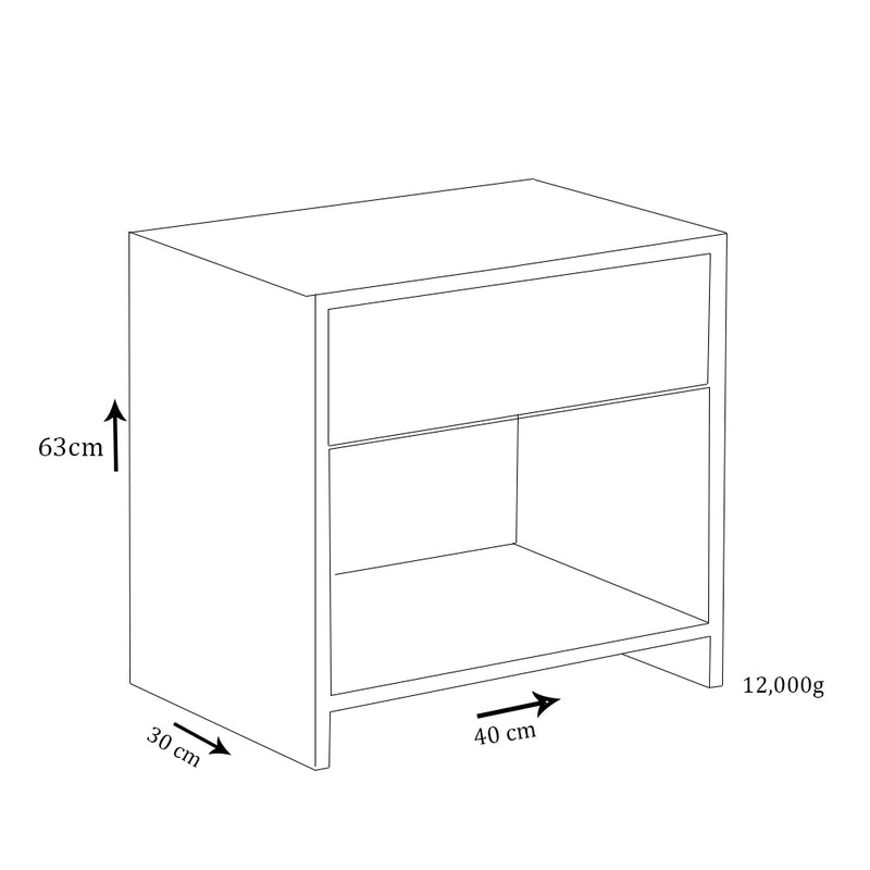 Mesa de Cabeceira Chão 1 gaveta Em Mdf Branco