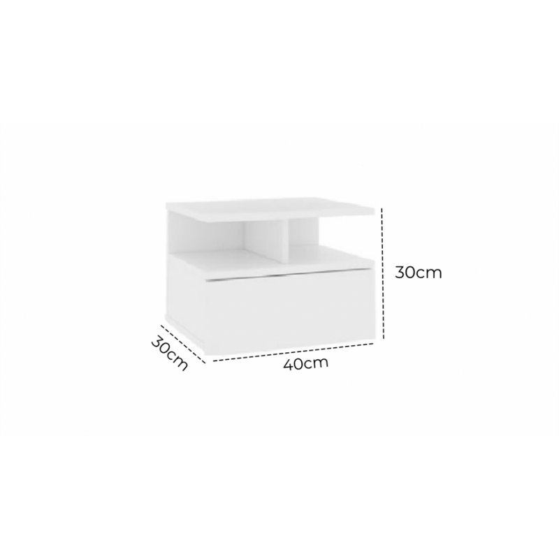 Mesa de Cabeceira Prateleira Flutuante 1 gaveta Branco Em Mdf