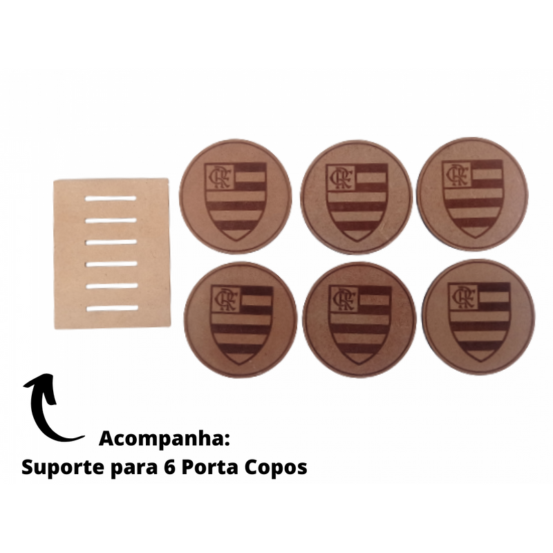 Porta Copo Time Flamengo Branco em Mdf