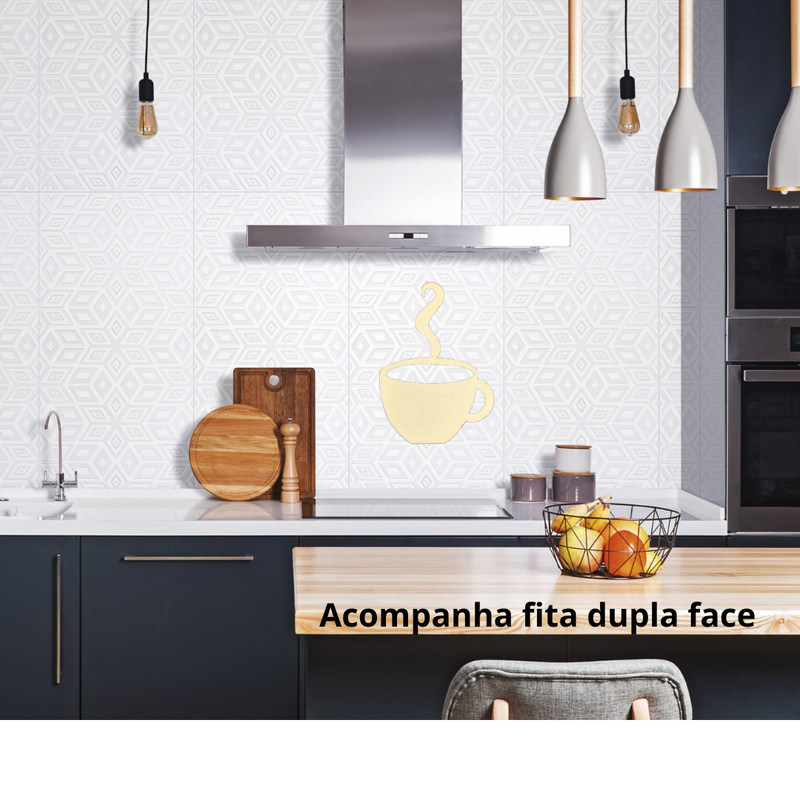 Quadro Decorativo Xícara em MDF Branco