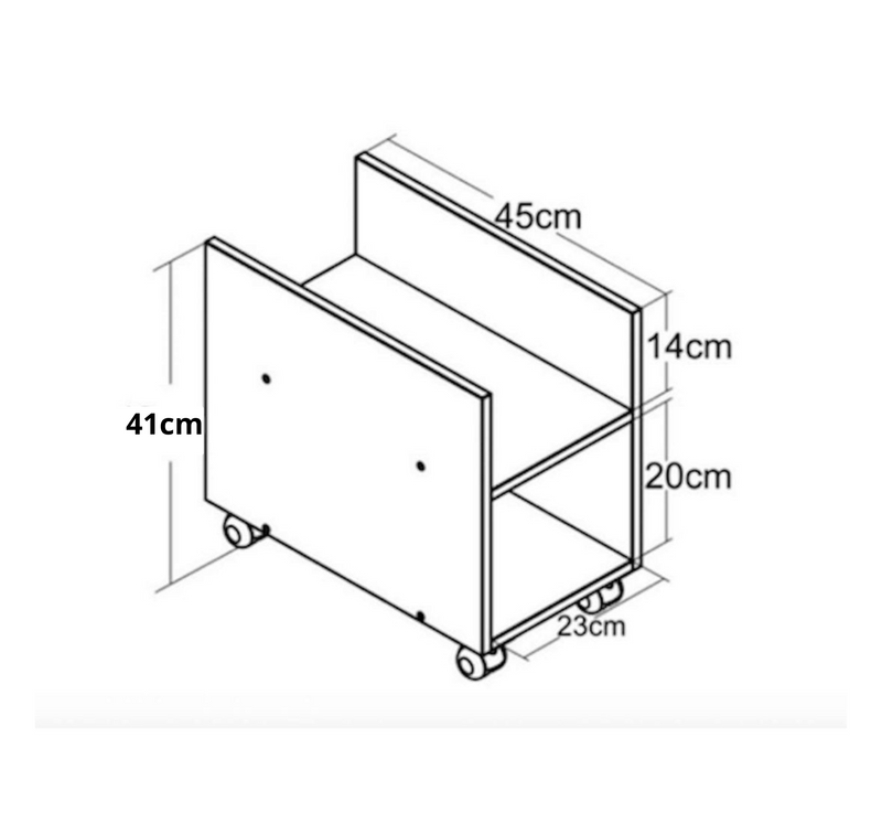 Suporte de CPU Com Rodízio Preto Em Mdf