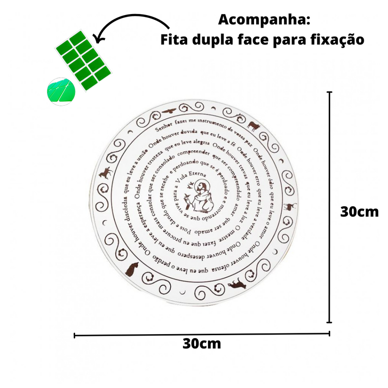 Mandala Oração de São Francisco em MDF 30 cm branco
