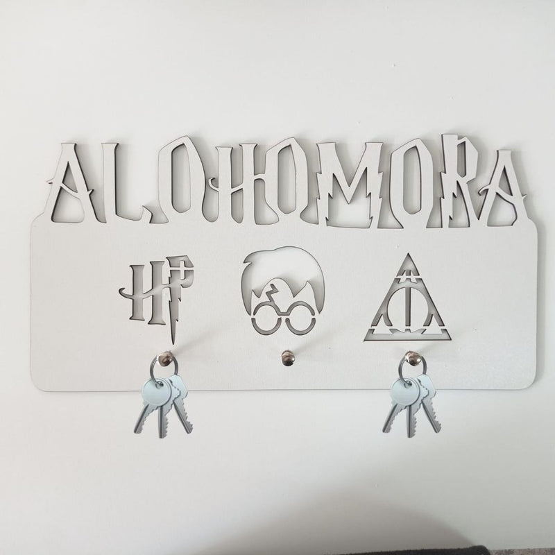 Porta Chave Alohomora Harry Potter Branco Em Mdf