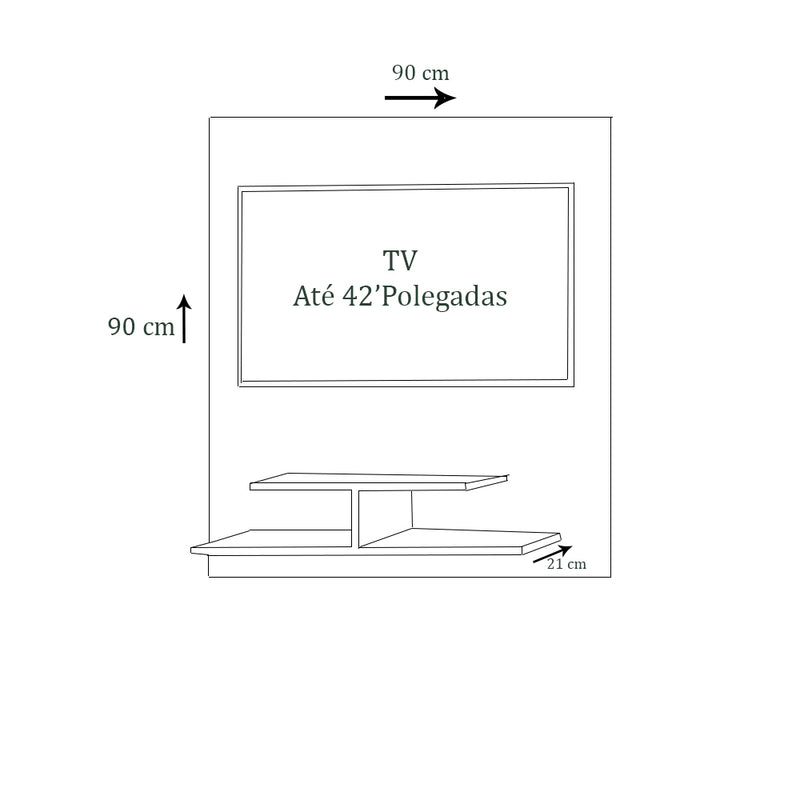 Painel Para Tv Até 32 Polegadas Preto Em Mdf
