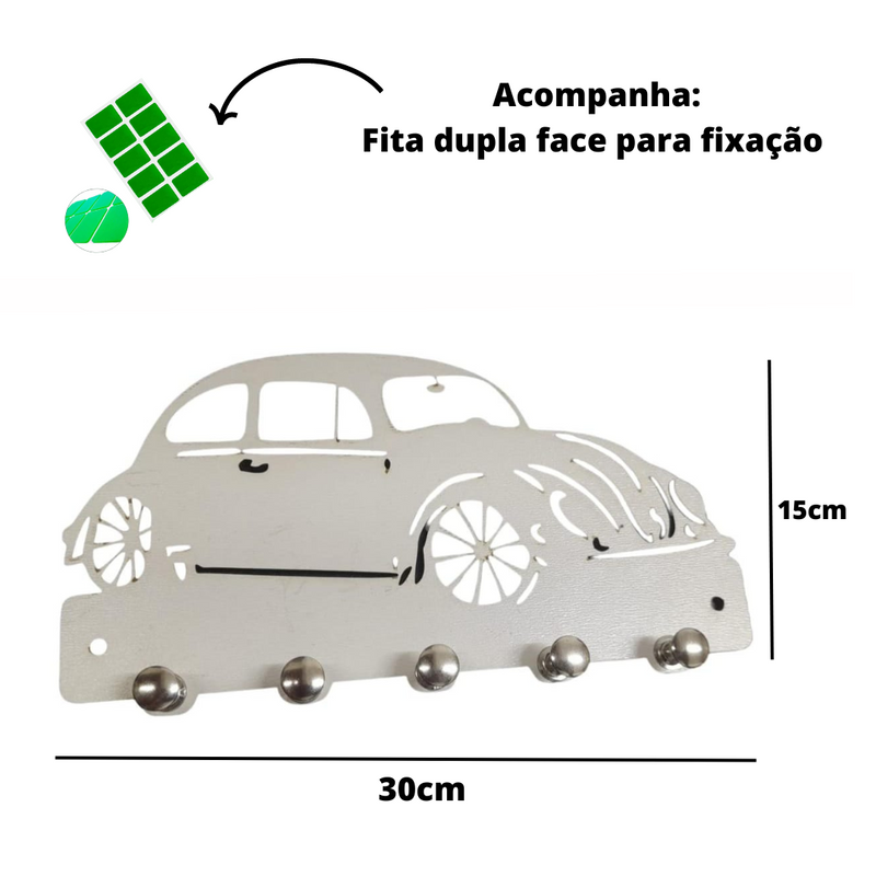 Porta Chaves De Parede FUSCA Em Mdf Branco