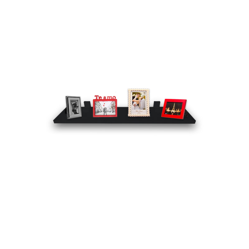 Prateleira Simples Preta 100X20 cm Com Suporte Em Mdf