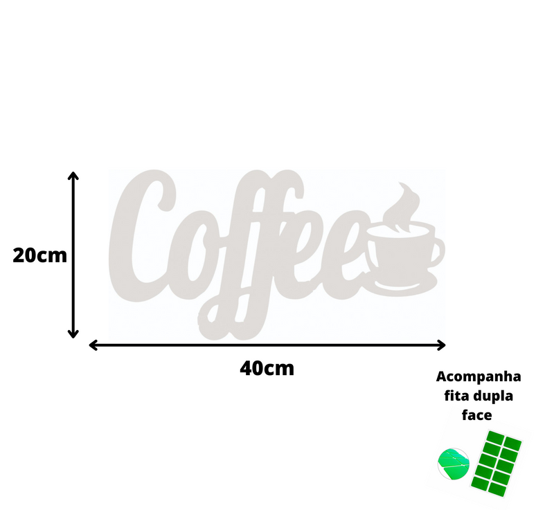 Plaquinha Decorativa Coffe Branco em Mdf