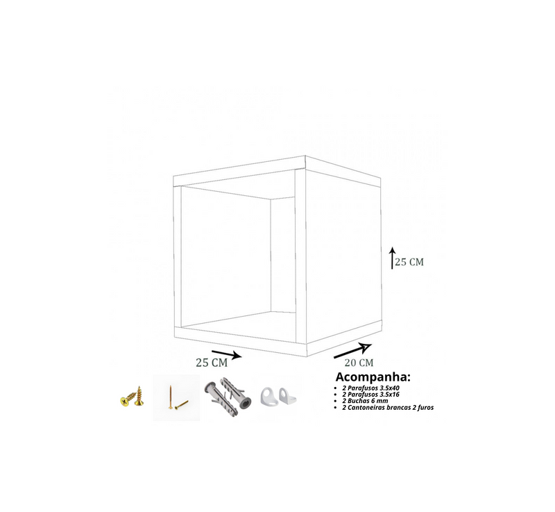 Nicho Decorativo 25X25X20 cm Em Mdf Natural