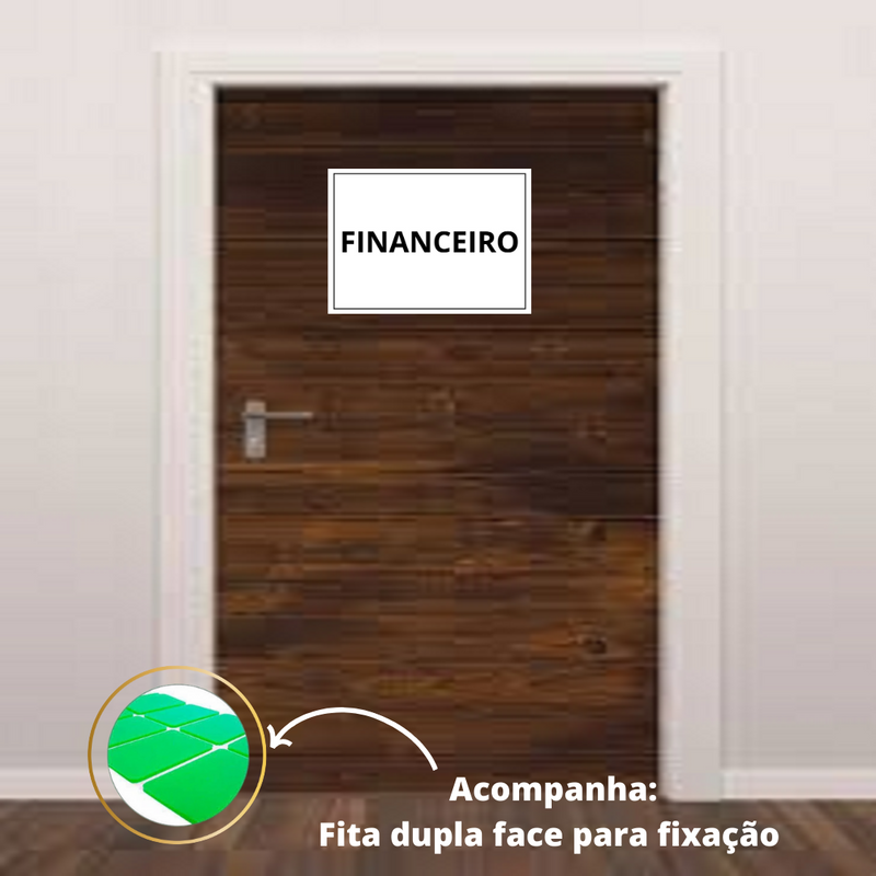 Placa sinalização 1/2 oficio financeiro mdf natural