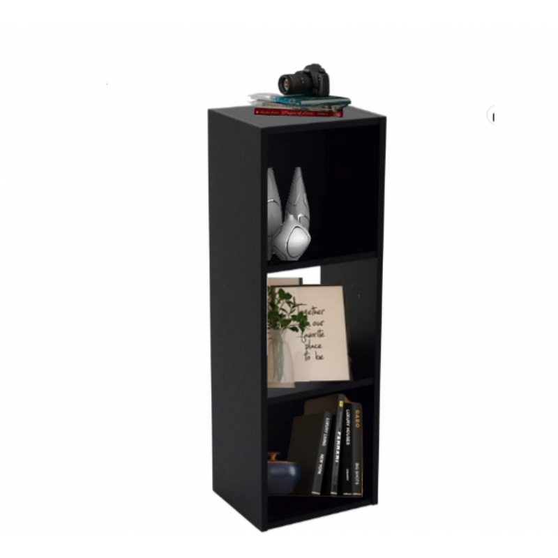 Estante de Livros 3 Nichos em Mdf Preto