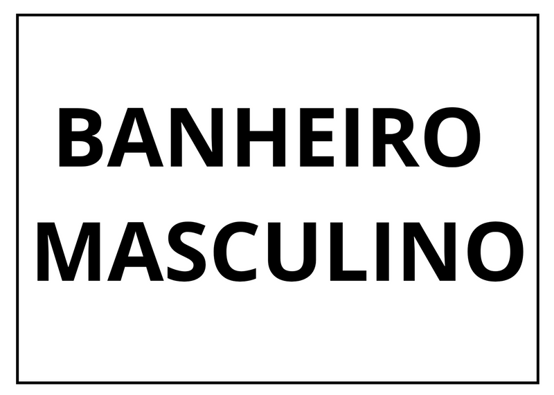 Placa sinalização 1/2 oficio banheiro masculino mdf natural