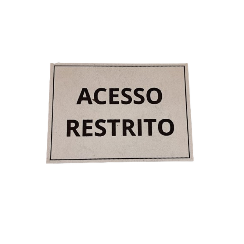 Placa sinalização 1/2 oficio acesso restrito mdf branco