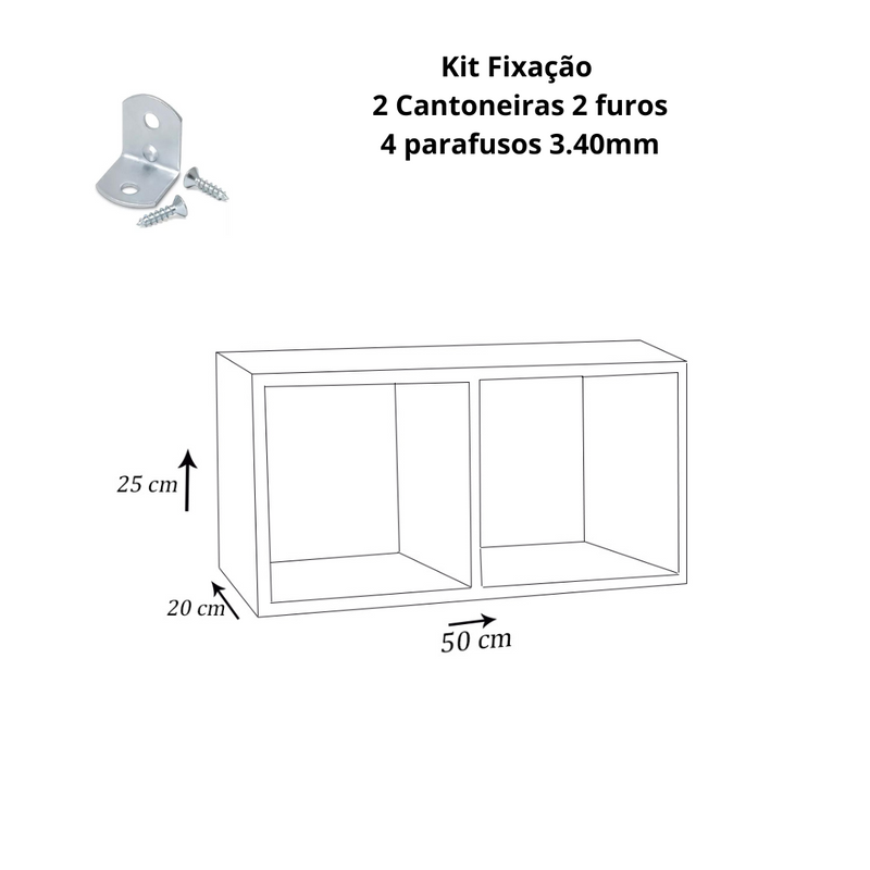 Nicho Duplo 50X25X20 cm Em mdf Preto