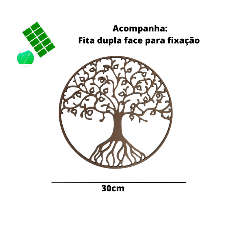 Mandala 30 cm Árvore frutos vida mdf 3mm natural
