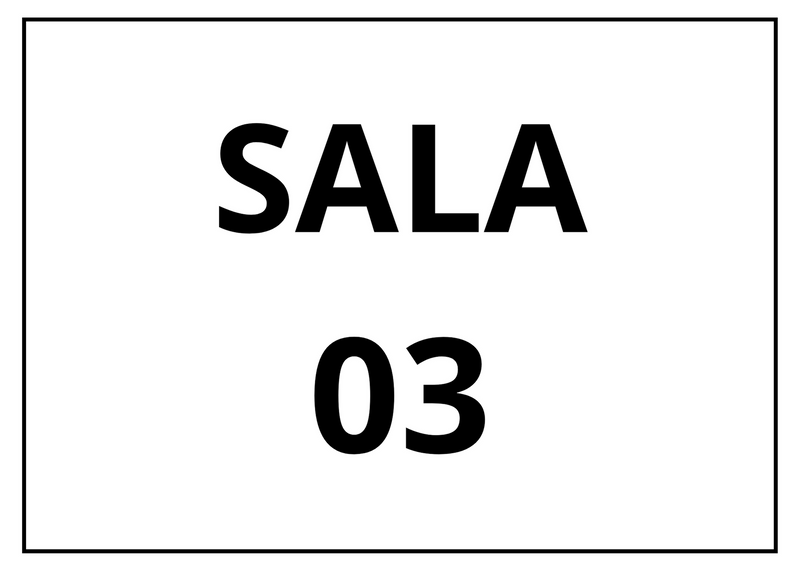 Placa sinalização 1/2 oficio sala 03 mdf branco