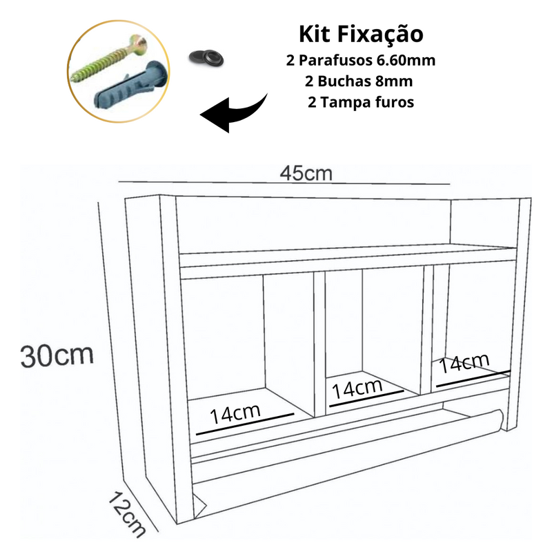 Nicho De Parede Para Banheiro Porta Toalha Em Mdf Branco