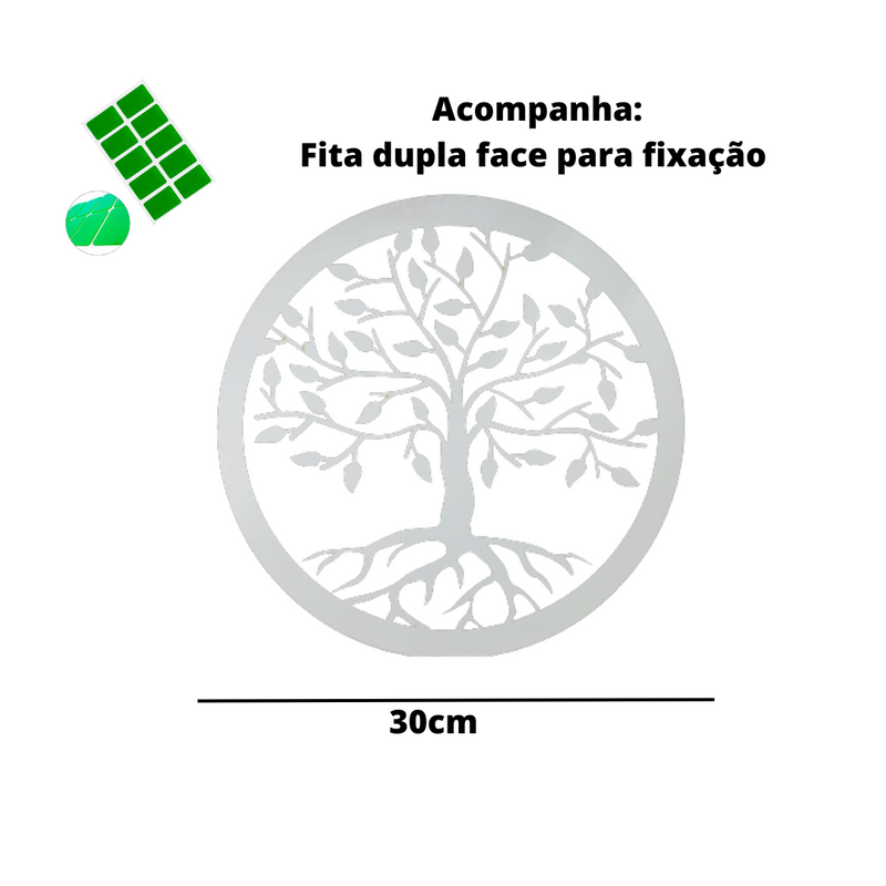 Mandala 30 cm Árvore raízes mdf 3mm branco