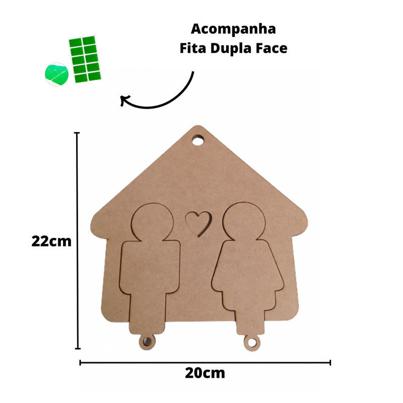 Porta Chaves Modular Casal Com 2 Chaves Em Mdf Natural