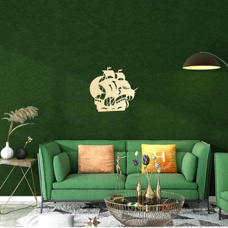 Quadro Decorativo Navio Pirata MDF Branco