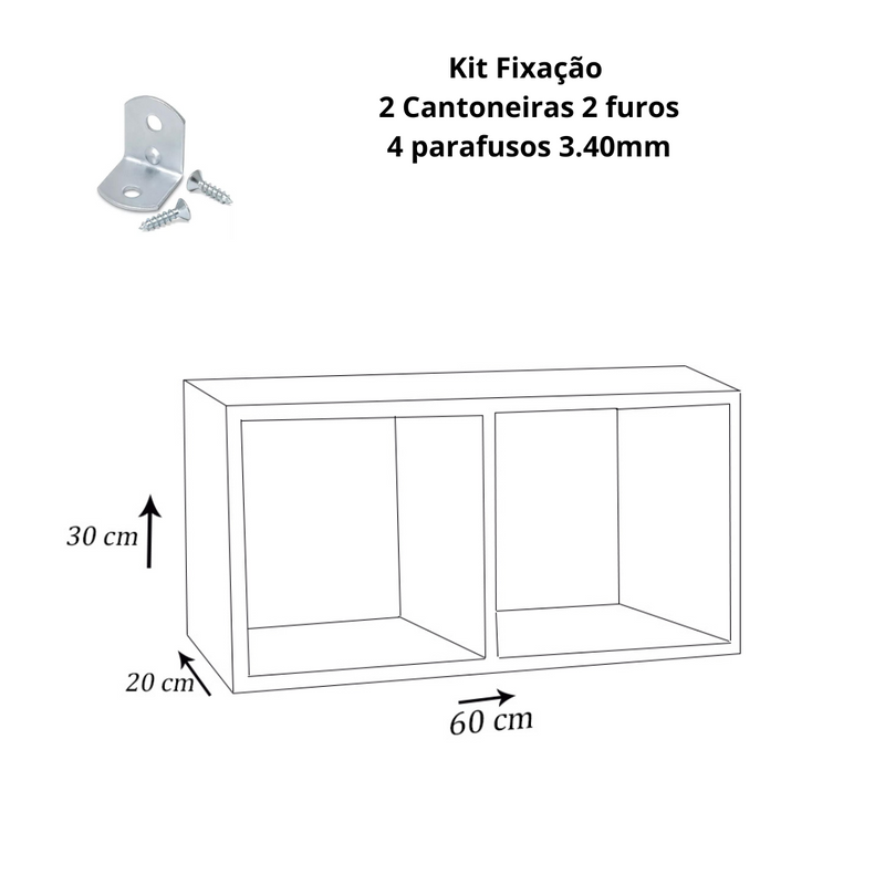 Nicho Duplo 60X30X20 cm Em Mdf Natural