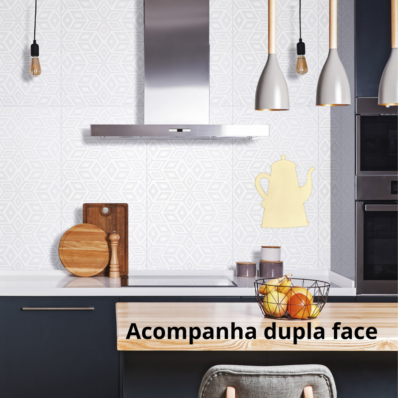 Quadro Decorativo Bule em MDF Branco