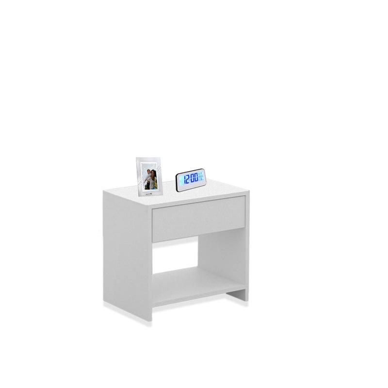 Mesa de Cabeceira Chão 1 gaveta Em Mdf Branco