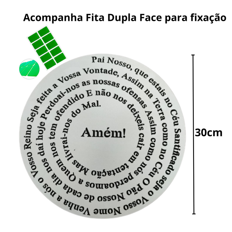 Oração Pai nosso Mandala redondo 30 cm branco