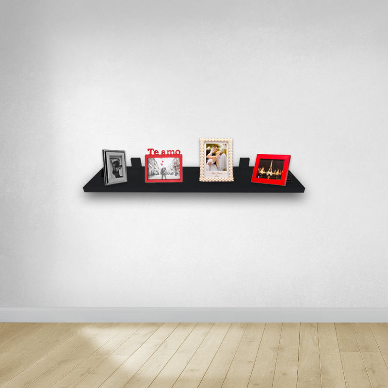 Prateleira Simples Preta 90X15 cm Com Suporte Em Mdf