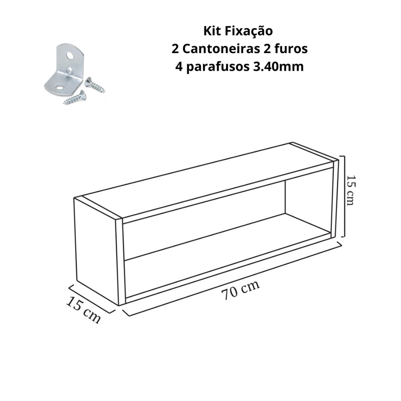 Nicho Retangular Decorativo  70cx25px15a  Preto Em Mdf