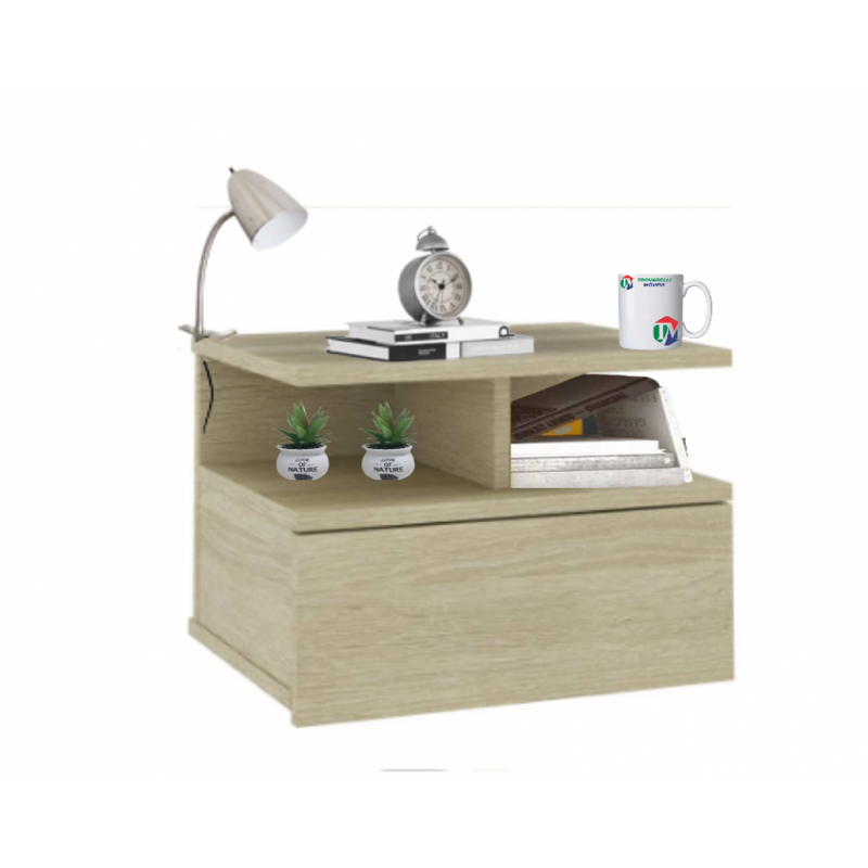 Mesa de Cabeceira Prateleira Flutuante 1 Gaveta Madeirado Em Mdf