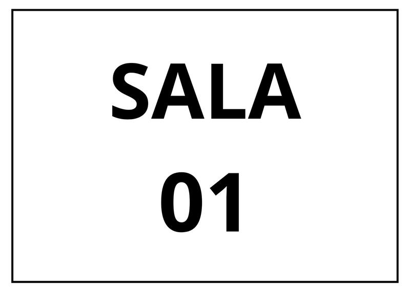 Placa sinalização 1/2 oficio sala 01 mdf branco