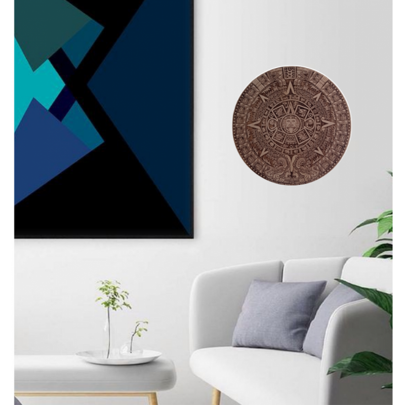 Calend‡rio Asteca Decorativo Em Mdf 30 cm Natural