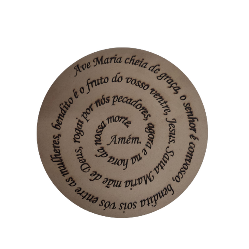 Oração Ave Maria Mandala 30 cm gravado MDF 3mm natural