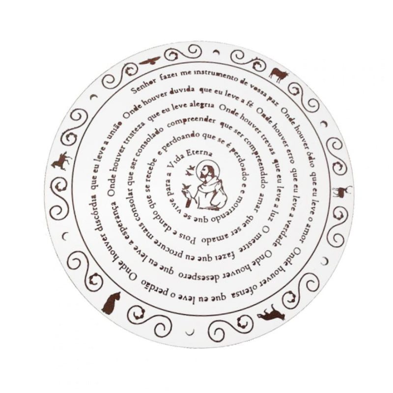 Mandala Oração de São Francisco em MDF 60 cm branco