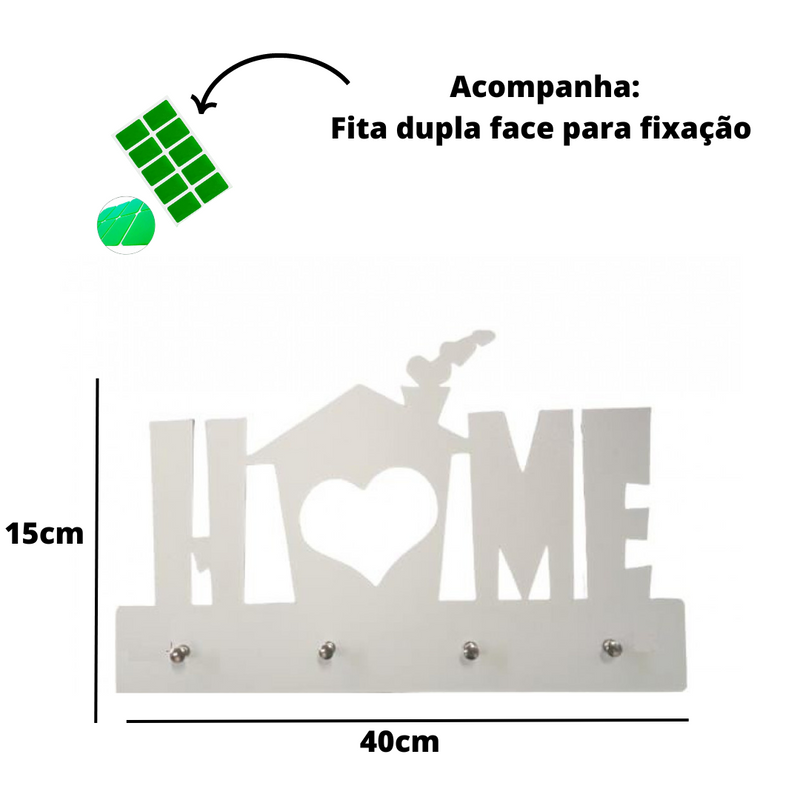 Porta Chave Home Em Mdf Branco