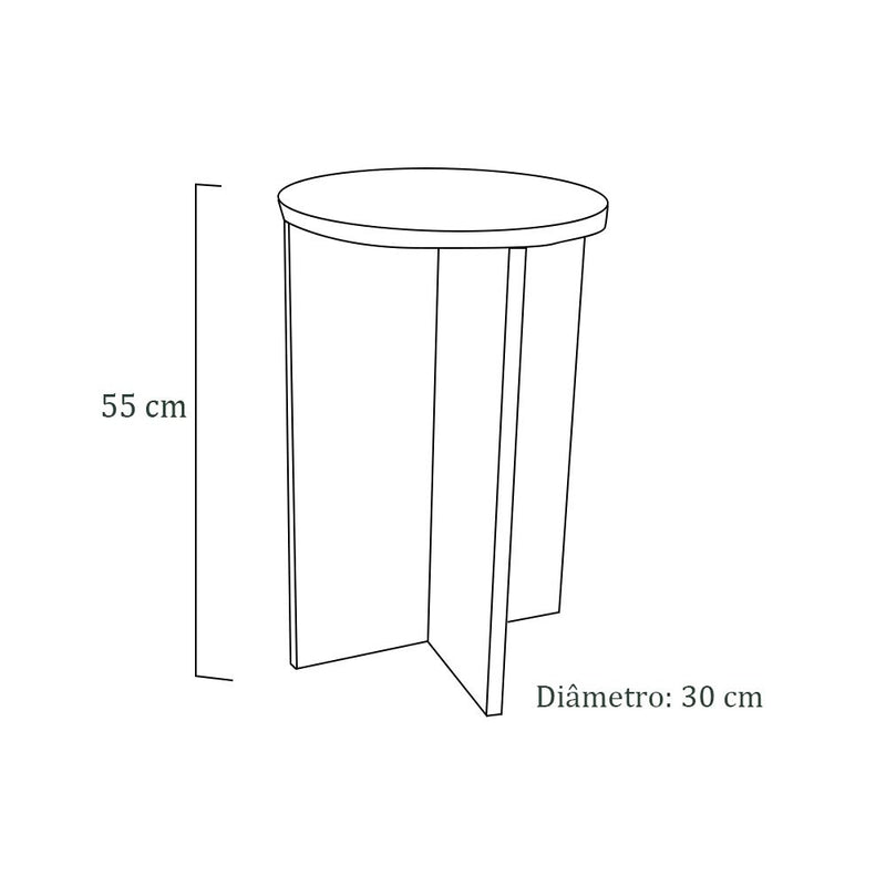 Banco Tampo Redondo 55cm Em Mdf Preto