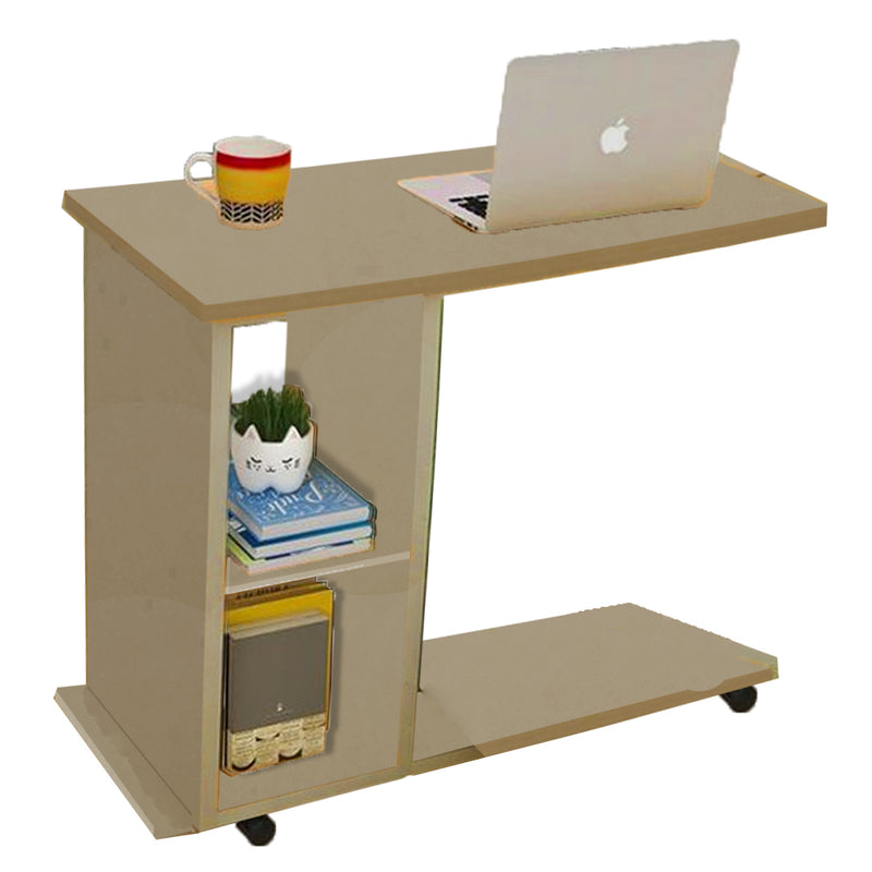 Mesa Com Rodizio Em Mdf Natural