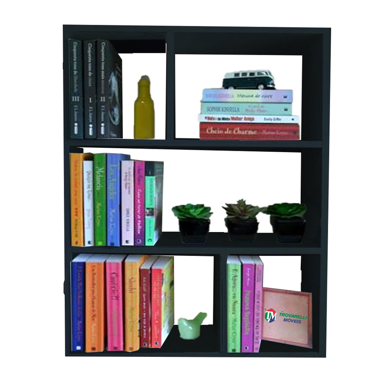 Estante de Parede Multiuso Decoração Livro Preto Em Mdf