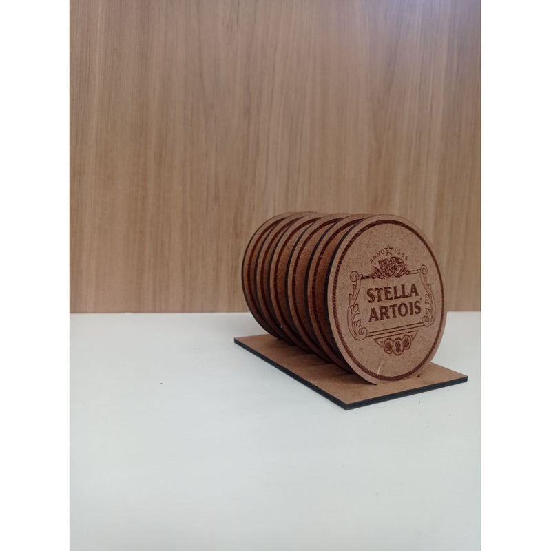 Porta Copo Stella Artois Natural Em Mdf