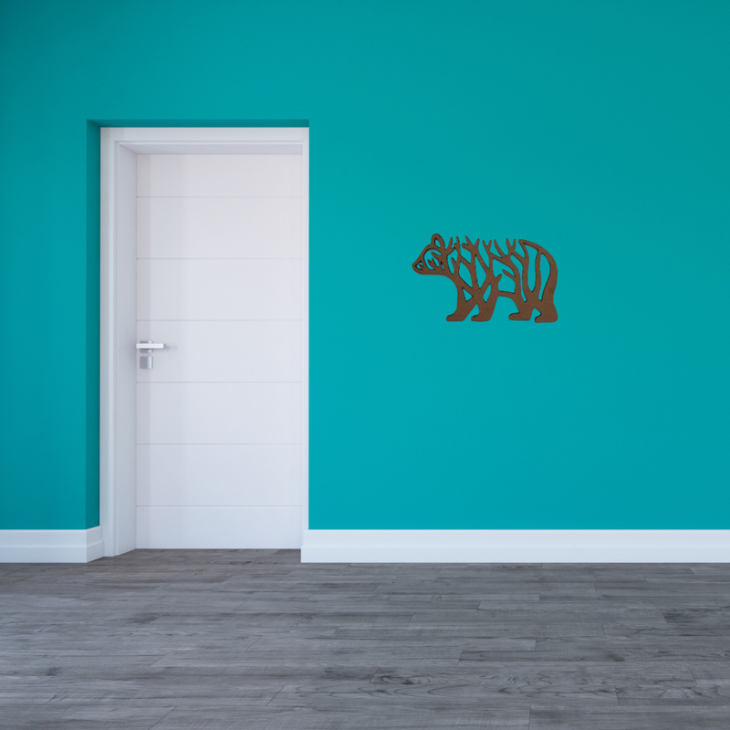 Urso decorativo raízes MDF 3mm natural cru 19x11 cm