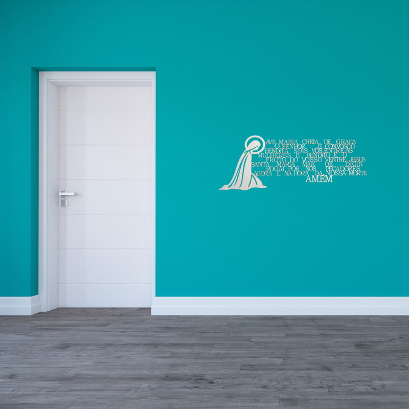 Ave Maria 50x20 cm oração imagem top MDF 3mm branco