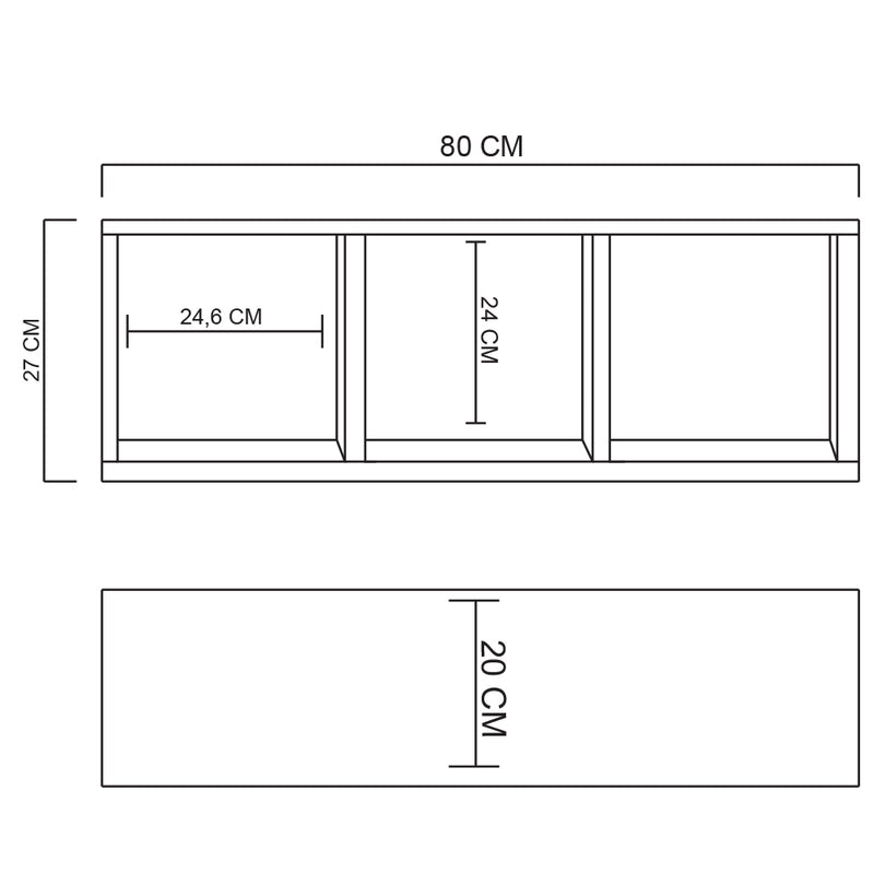 Nicho Triplo 80x30x20 Natural Em Mdf
