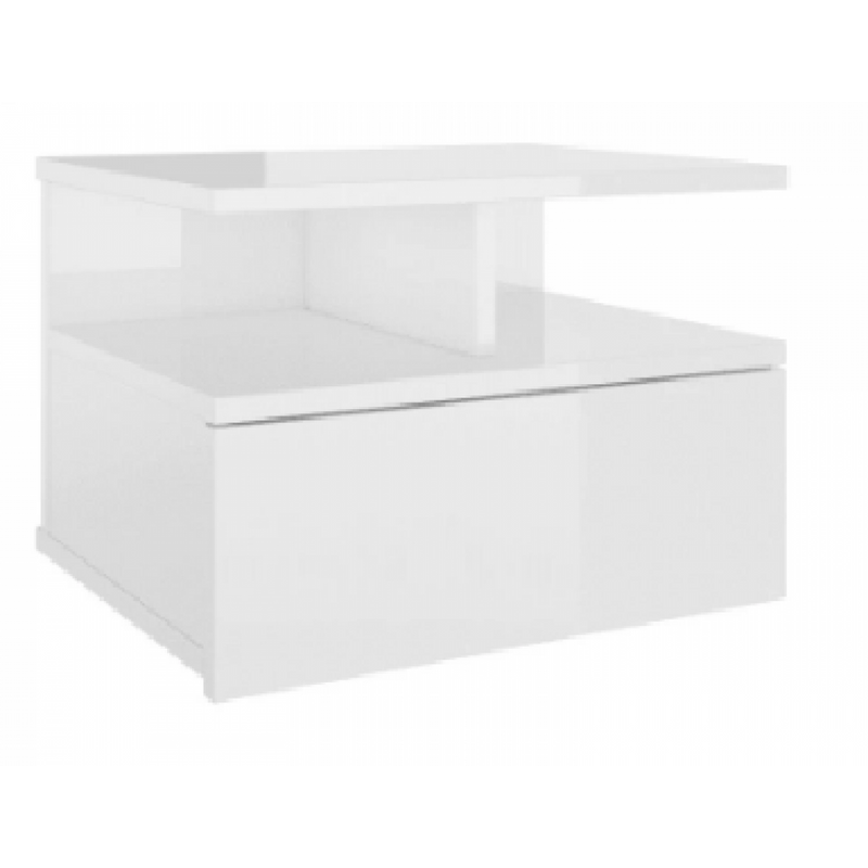 Mesa de Cabeceira Prateleira Flutuante 1 gaveta Branco Em Mdf
