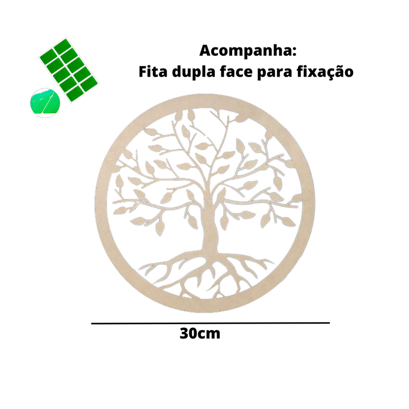 Mandala 30 cm Árvore raízes mdf 3mm natural