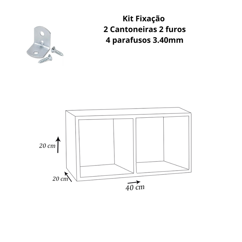 Nicho Duplo 40X20X20 cm Em Mdf Preto