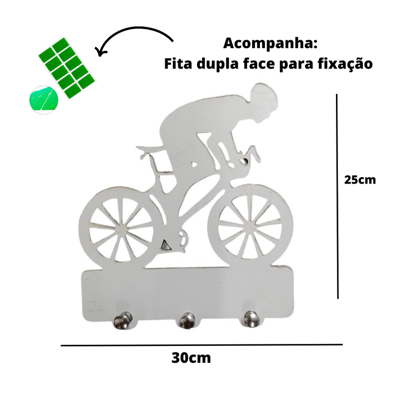 Porta Chave Bike Em Mdf Branco